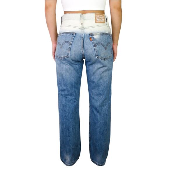 Vintage LEVIS Orange Tab Ombre Bleached High Rise Straight Leg Jeans Size 26 - Picture 3 of 8
